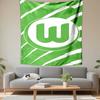 Green W logo on white streaks background Patterned tapestry for bedroom and living room home decor sofas