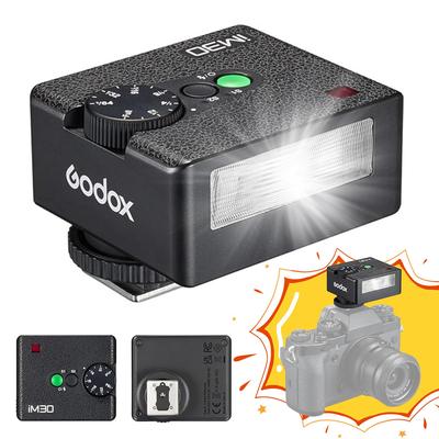 Вспышка GODOX GODOX IM30 Мини-вспышка 230 Полная мощность Мини-вспышка с одним контактом для камер Sony - zv1/Sony zve10/Ricoh gr3/Canon/Nikon/Fuji/Olympus