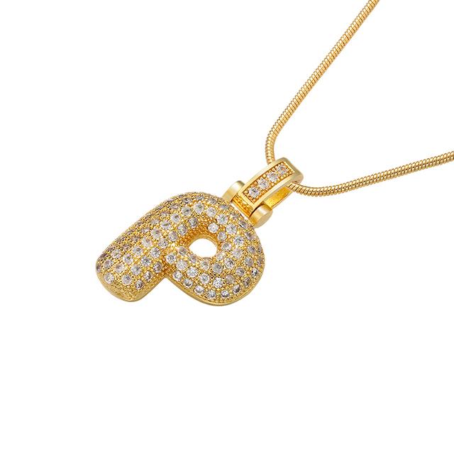 ZHUKOU high quality crystal brass gold letter necklace for ladies good friends couple birthday gift model: VL34
