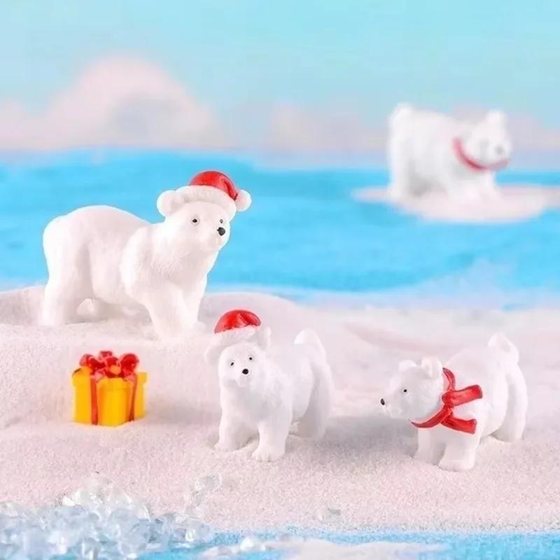 1/3pcs Miniature Christmas Polar Bear Figurines Garden Micro Snow Landscape DIY Accessories Home Decoration Desk Decoration
