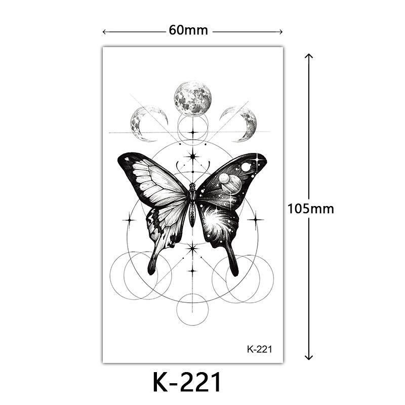 English Letter & Flower Butterfly Tattoo Stickers - Waterproof & Sketch Line Design