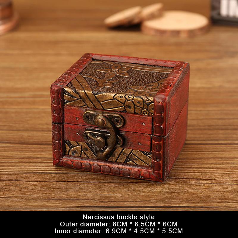 Chinese Style Vintage Wooden Jewelry Box With Lock Trinket Packing Box For Ring Brooch Bracelets Earrings Ear Studs Storage Box