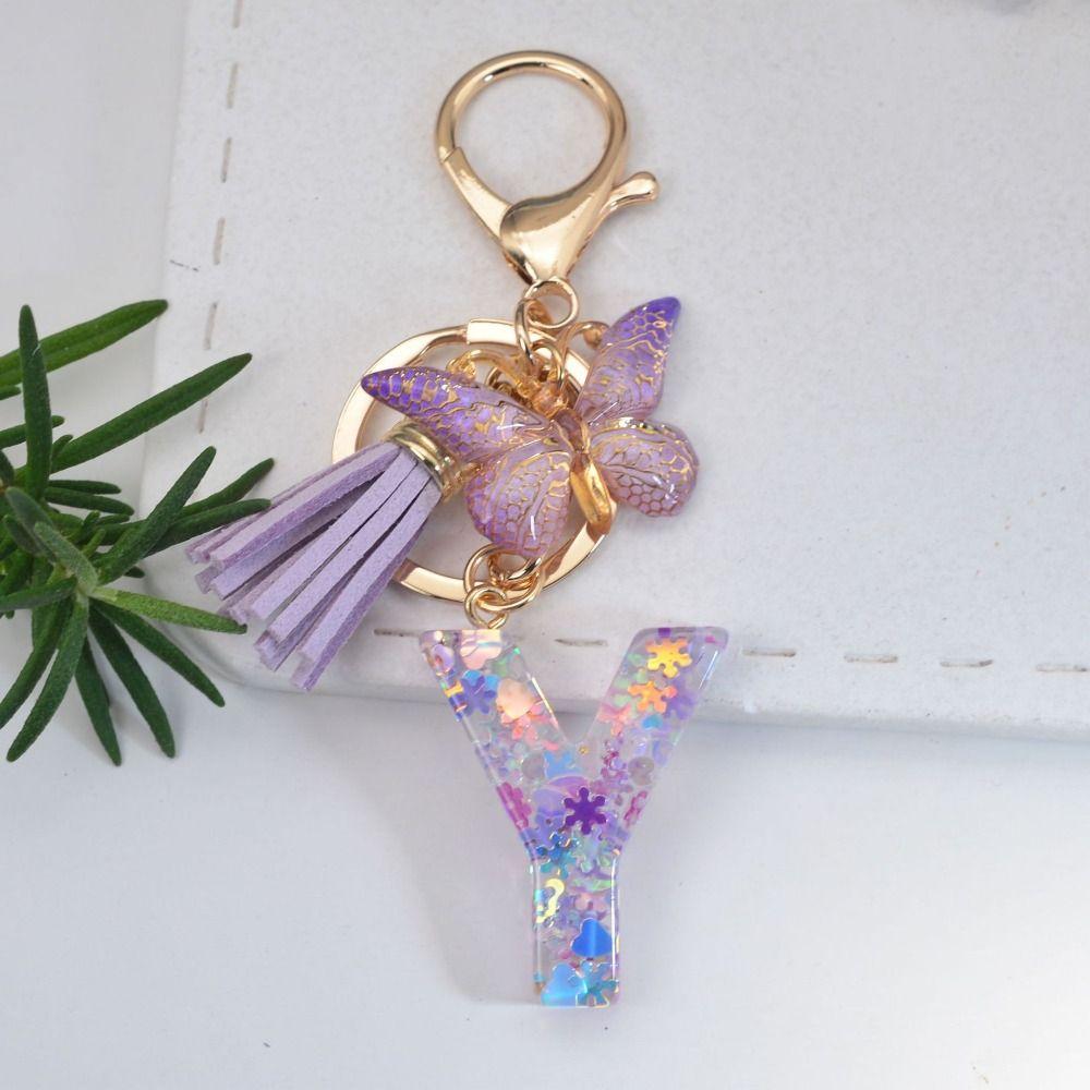 Инициалы алфавита фиолетовые снежинки брелок с буквами от А до Я 26 брелок с алфавитом подарки на день рождения