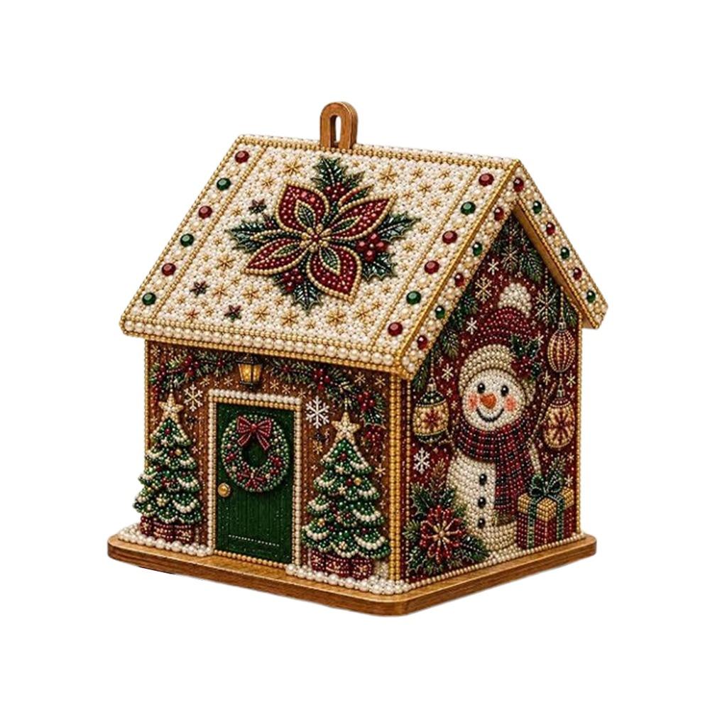 Vintage Style 3D Christmas House Art Kit Xmas House Pearl Painting Kit Home Holiday Decor