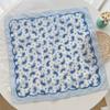 New fresh and breathable female soft literary and decorative small silk scarf Japanese retro versatile cashew nut flower cotton and linen small square