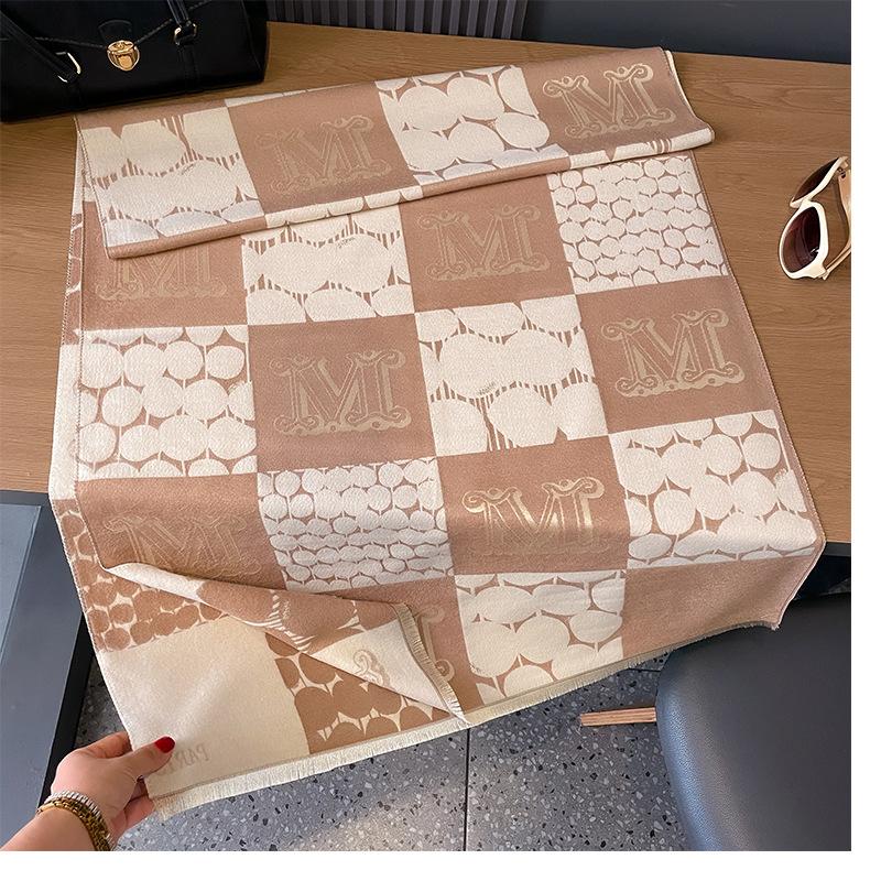 Checkered Double-Sided Thermal Scarf, Women'S Air Conditioner Shawl, And Neck Scarf