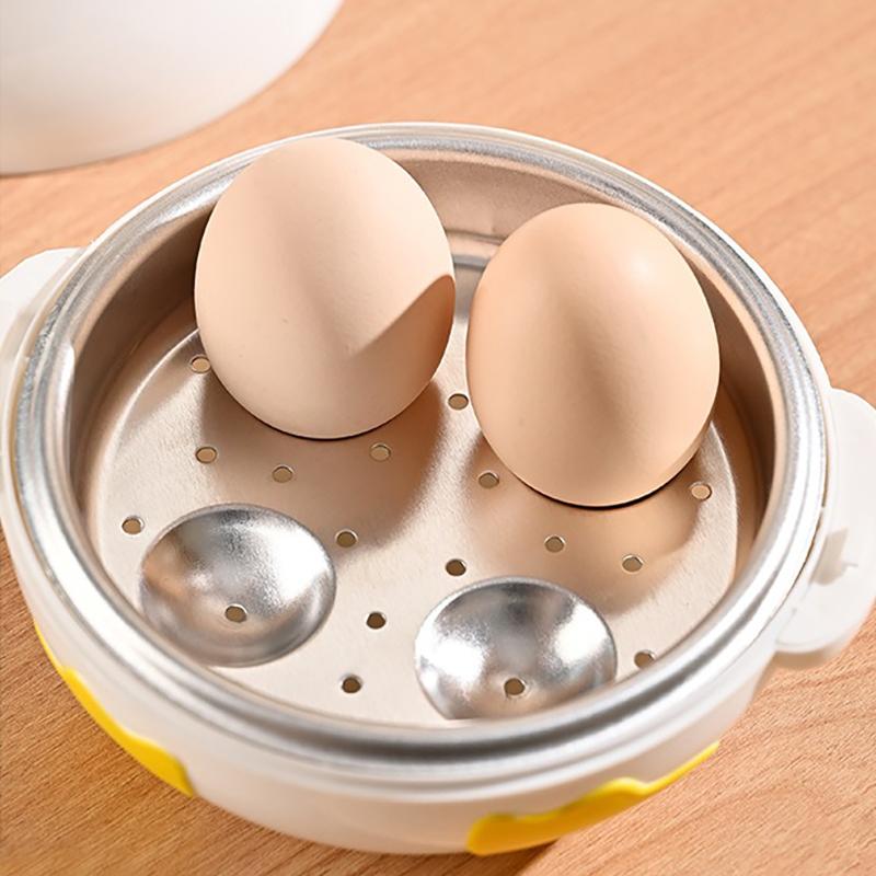 Kitchen Tools Cute Duckling Microwave Egg Steamer Four Grid Multi-function Food Grade Steamer Plastic Steamer Box Breakfast