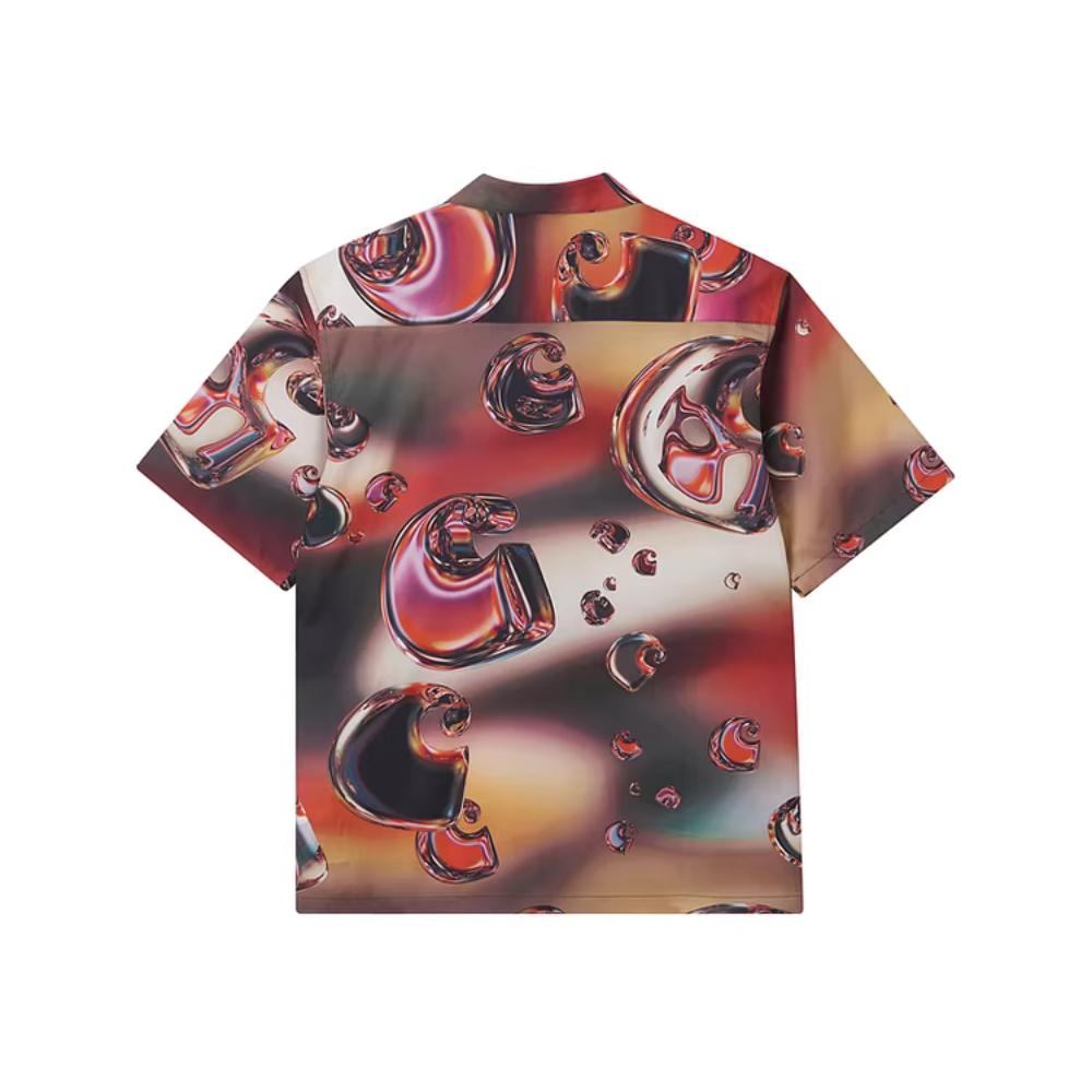 Carhartt WIP Рубашка с коротким рукавом, реалистичный узор с логотипом, американская рубашка, мужские рубашки CHXSRI035155P