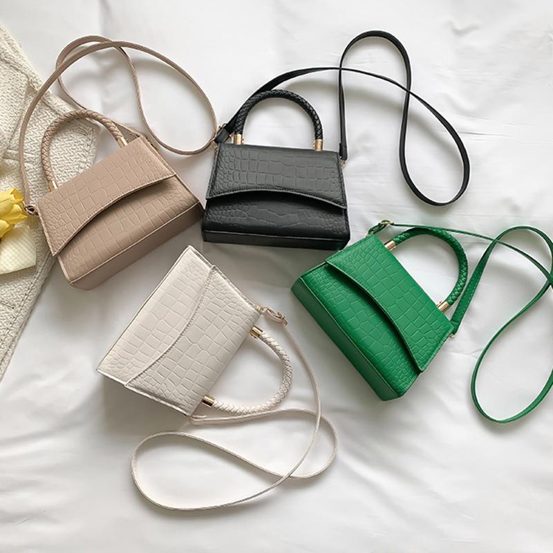 Yogodlns Retro Women Bag Western Style Shoulder Bag Handbag Korean Version Crocodile Pattern Small Square Bag Fashion And Simple Crossbody Bag