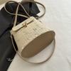 Summer Straw Woven Bag Women's 2025 New Small Fresh Lace Flower Woven Bucket Bag Simple Shoulder Messenger Bag