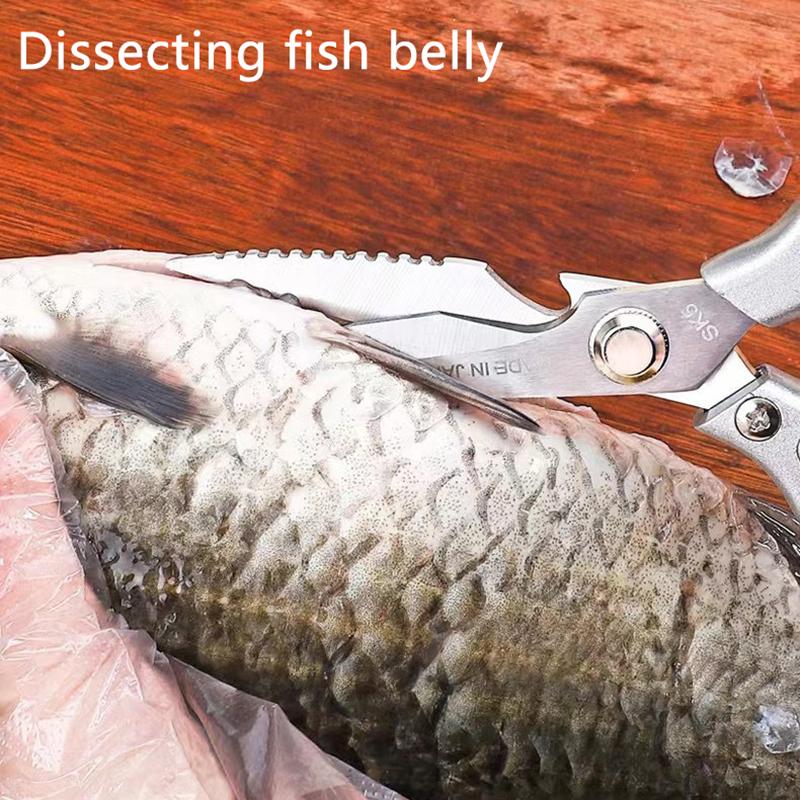 Профессиональные кухонные ножницы из нержавеющей стали с ручкой из алюминиевого сплава - Идеально подходят для резки куриных костей, мяса, рыбы