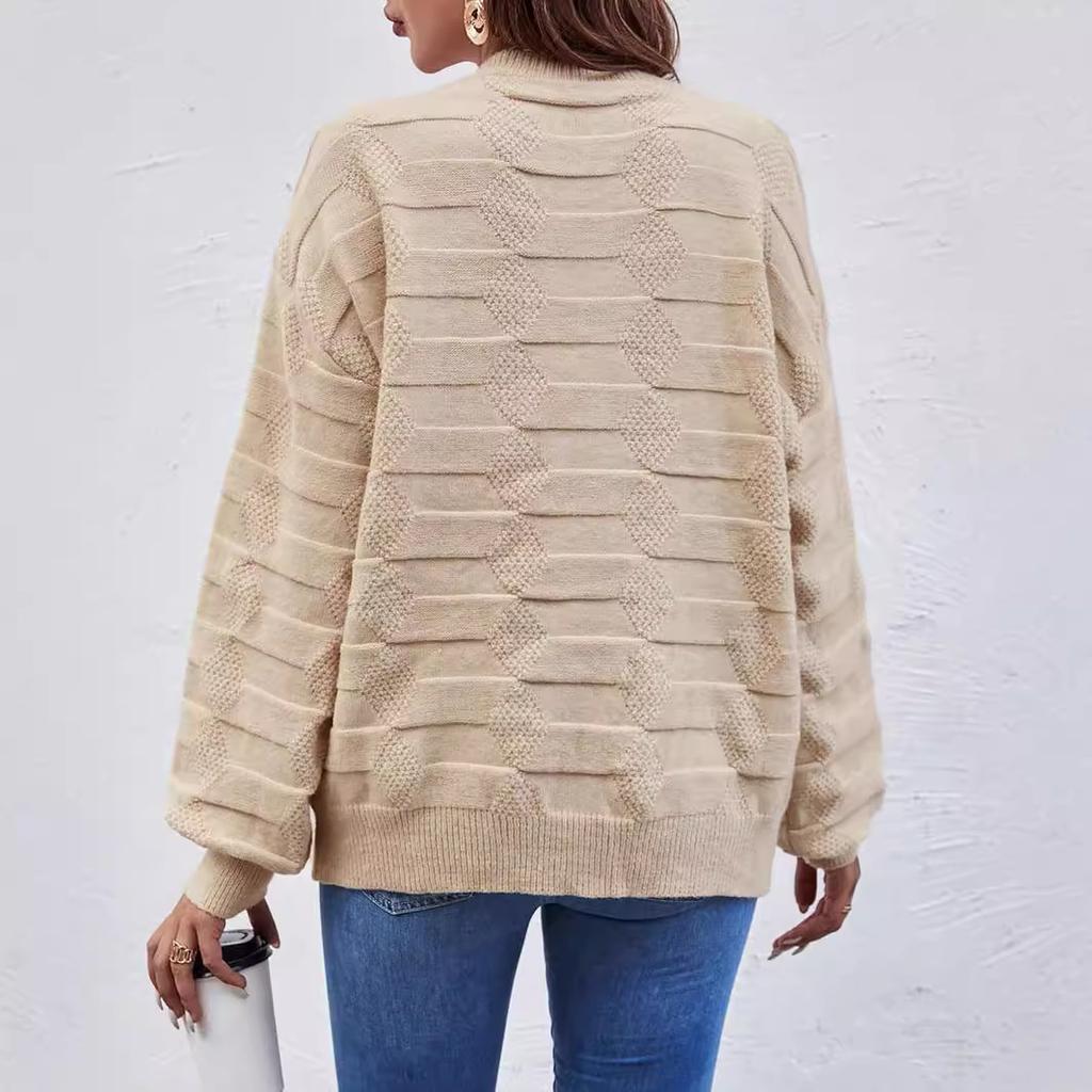 DAFIFY Женская мода повседневная осень-зима однотонный принт длинный рукав O-образный вырез свитера