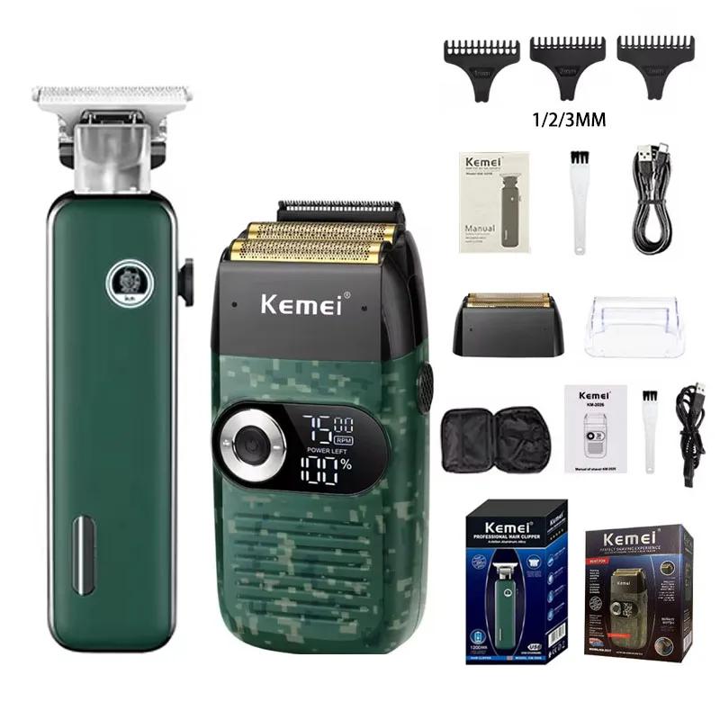 Kemei KM-2027 KM-5098 Профессиональная машинка для стрижки волос и триммер для бороды Новый дизайн USB-перезаряжаемая бритва для мужчин Электрические машинки для стрижки