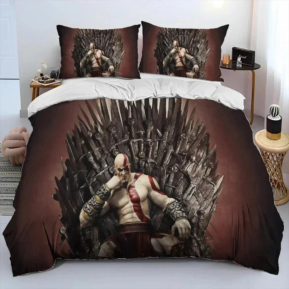 Игровой набор постельного белья God of War Kratos Напечатанный комплект постельного белья с наволочкой пододеяльником Мягкое постельное белье размера Queen King Дом Мальчики Взрослые