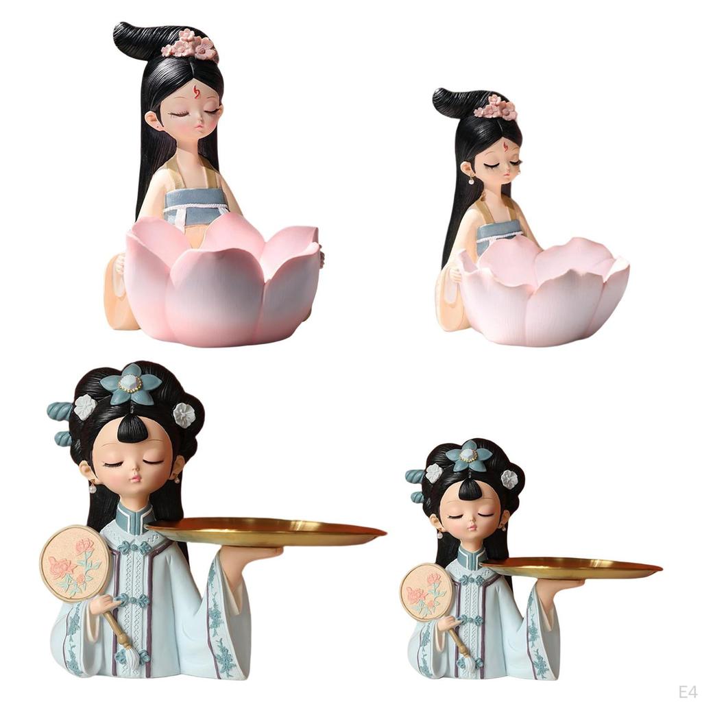 Статуэтка китайской девушки, декоративная входная ключница, полимерный материал, художественная статуя для хранения ювелирных изделий