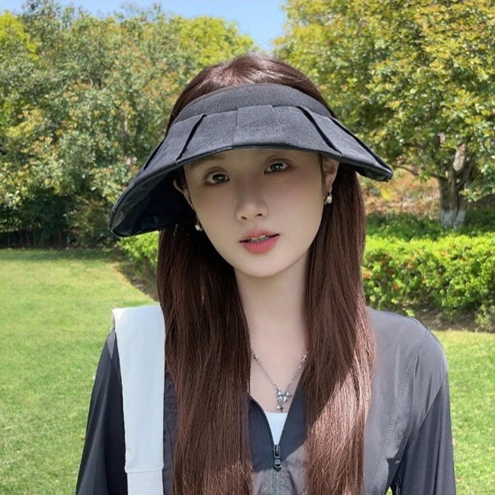 Empty Top Hair Hoop Hat Foldable Beach Sunshade Hat Portable Sun Hat