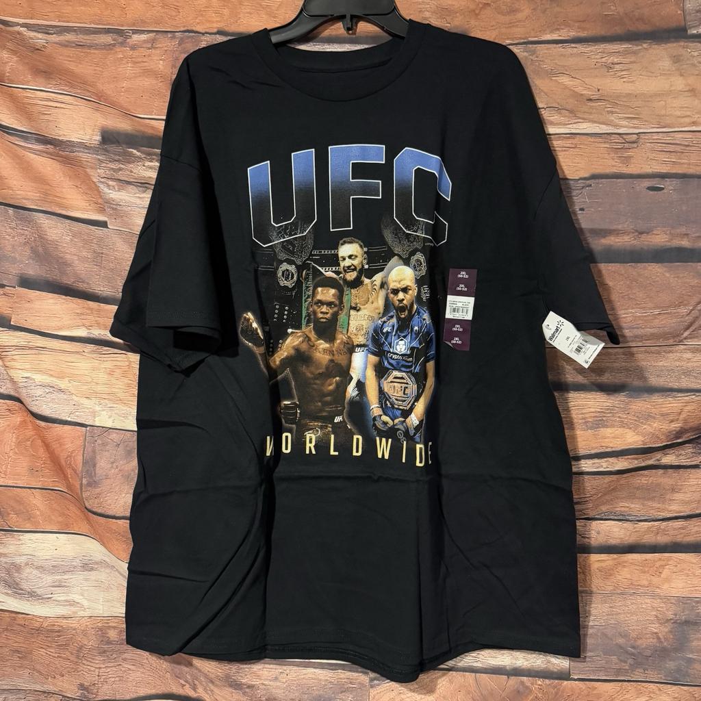 UFC Worldwide Мужская 2XL Графическая футболка Макгрегор Адесанья Порье Черная с бирками Унисекс