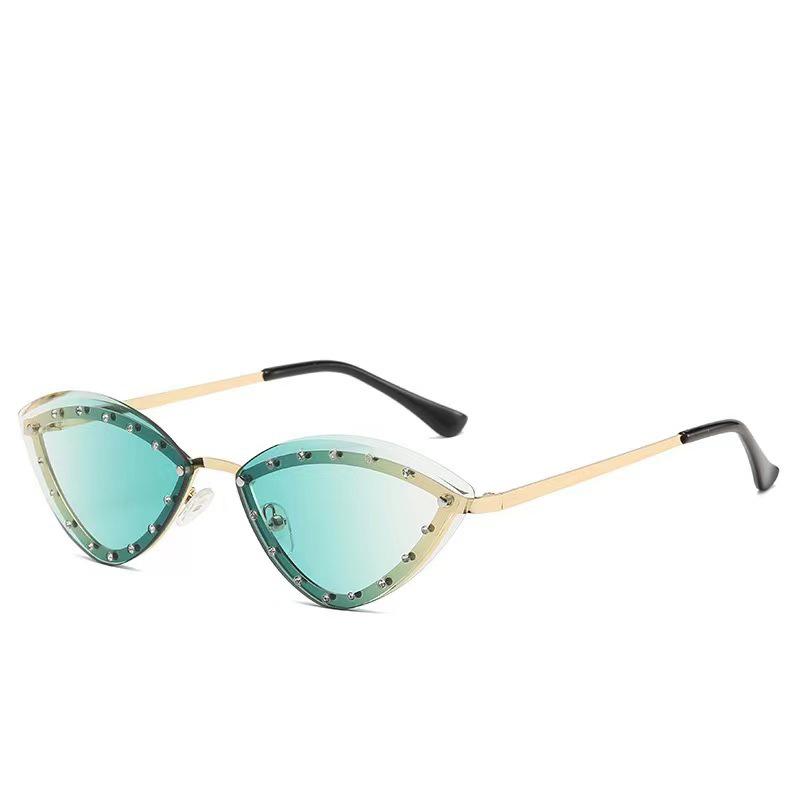 Новое поступление Металлическая оправа Кошачий глаз Солнцезащитные очки Женские Мужские Овальные Винтажные Эллиптические Солнцезащитные очки для Женщин Оттенки Мужские Очки Солнцезащитные очки