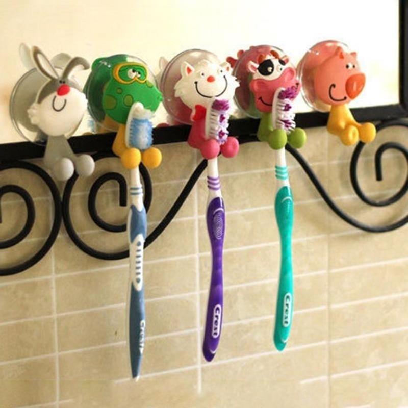 Newest 3D Cartoon Animal Cute Sucker Toothbrush Wall Holder Suction Cup Bathroom ARI