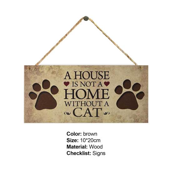1 Set Anti-deform Wood Good No Rough Edge Hanging Decorative Plaque Supplies Cat Sign