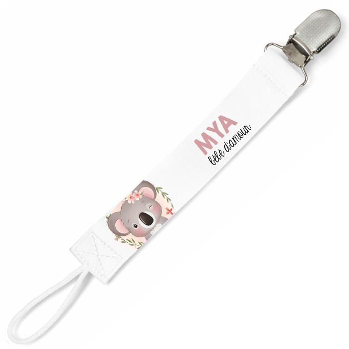 Planetee Attache tétine pour prénom MYA bébé d'amour Koala | Attache sucette cadeau naissance
