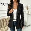 Women Striped Blazer with One Button, Breathable Business Casual Work Vertical Stripe Coat Jacket, Long Sleeves Notch Lapel Collar for Fall