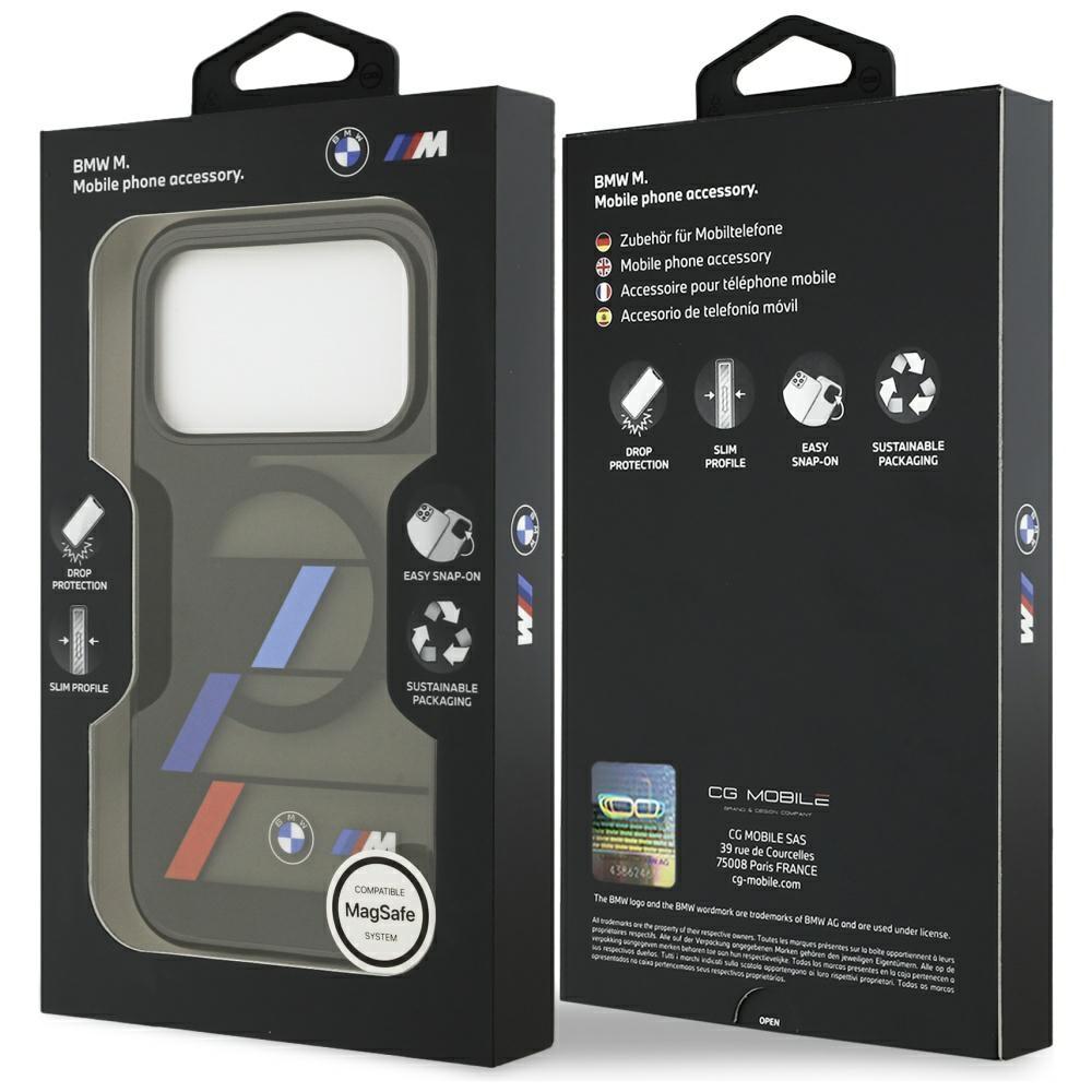 BMW M IML Metal Buttons Tricolor Lines MagSafe Case for iPhone 17 Pro Black