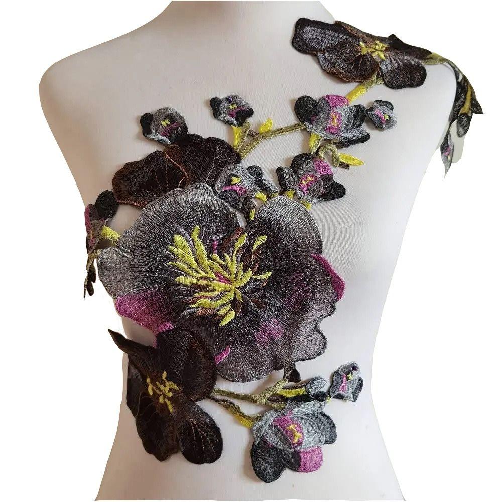 Большой размер вышитые нашивки с цветком пиона, нашивки для одежды с цветком пиона, аппликация для одежды, шитье