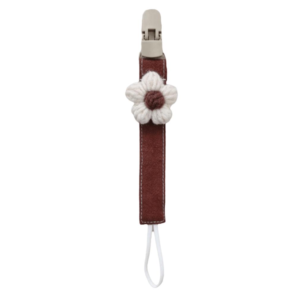 Plastic Flower Dummy Nipple Holder Plaid Embroidery Pacifier Clips Retro Baby Pacifier Chain Girls