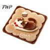 Imitation Cashmere Seat Mat Plush Animal Chair Pad, Square Cozy Cushion, Cute Puppy Cat Pattern, 15.8 Soft Floor Cushion x Inch with Non-Slip Backing