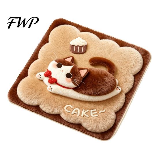 Imitation Cashmere Seat Mat Plush Animal Chair Pad, Square Cozy Cushion, Cute Puppy Cat Pattern, 15.8 Soft Floor Cushion x Inch with Non-Slip Backing