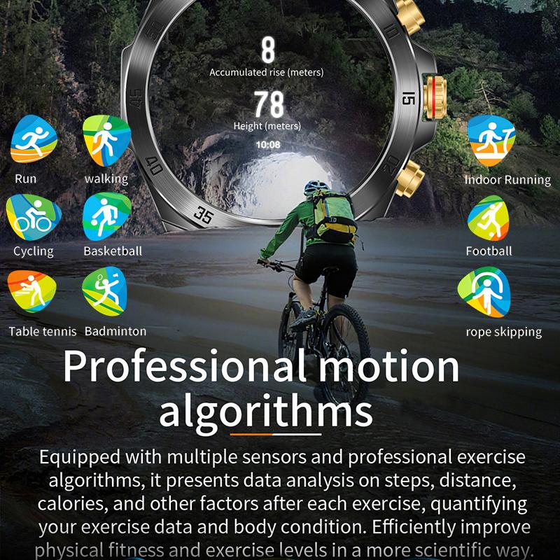 Умные часы со стальной полосой 1,43 дюйма Bluetooth спортивные часы с пульсометром браслет