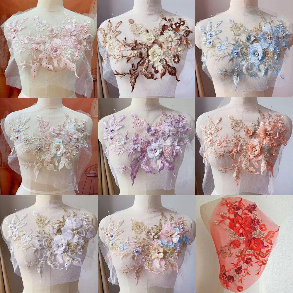 DIY Embroidered Floral Patches Sequin Embroidery Sequins Patches Lace Fabrics Applique Wedding
