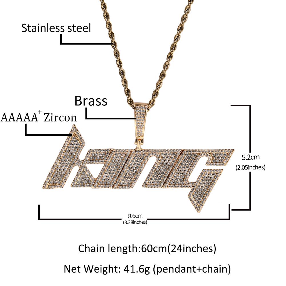 New Design Custom Letter Name Pendant Fashion Necklace Full CZ Bling Diamond Necklace Rapper Women Man Jewelry