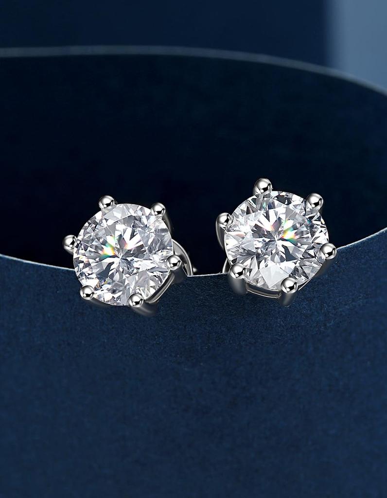 MomentWish Серьги с муассанитом 1 карат Серьги Гипоаллергенные серьги D Color VVS1 Серьги с имитацией бриллианта 5 мм Серьги, женские женские женские