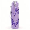 1PC Purple Floral Wreath Heart 750ml Color Plastic Sports Water Bottle Leakproof Flip Straw Lid Suitable for Sports Office Home Use