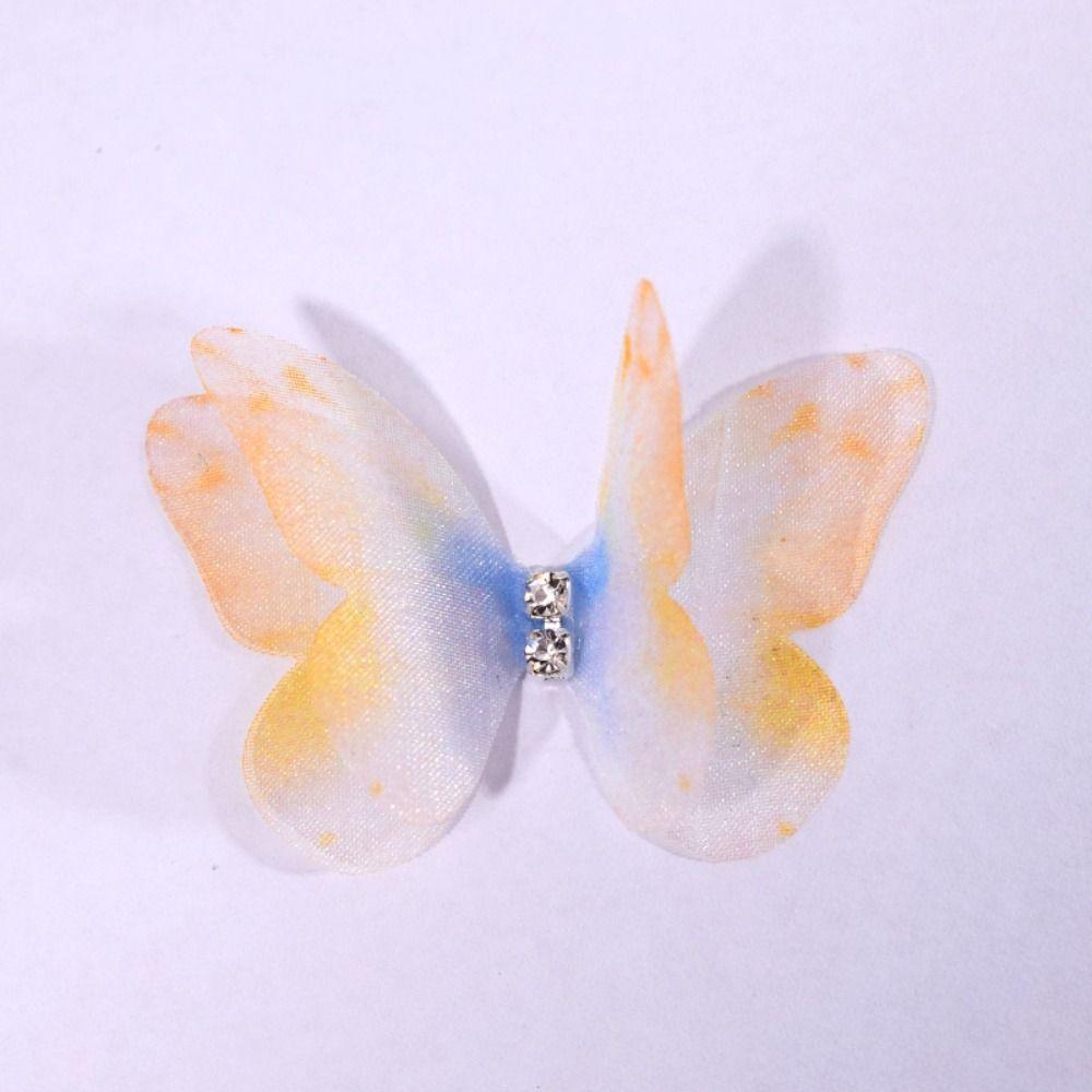50 шт. аппликации из органзы с градиентным цветом в виде бабочек, свадебные аксессуары для волос