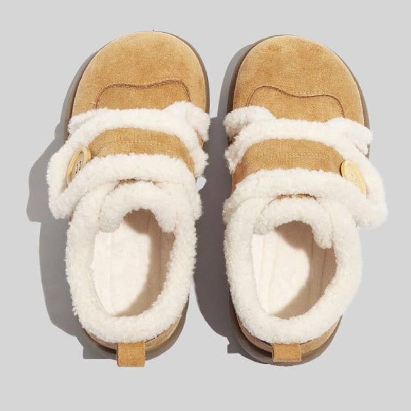 Velcro-strap Stylish Fleece-lined Women's Shoes Warm Winter Cotton Shoes