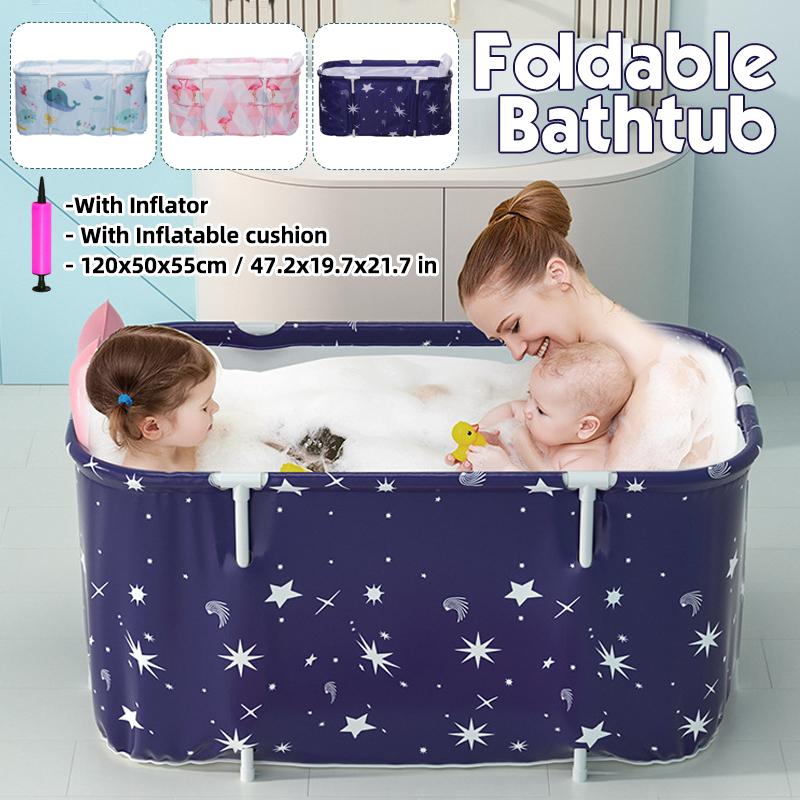 1.2m Portable Bathtub Bucket Adult/Baby Children Folding Swimming Pool Barrel Family Sit Home Sauna SPA Full Body Bucket