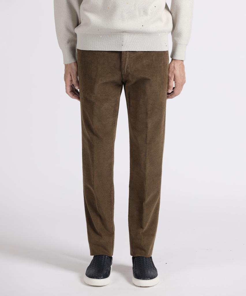PANICALE Brown Slim Fit Corduroy Pants