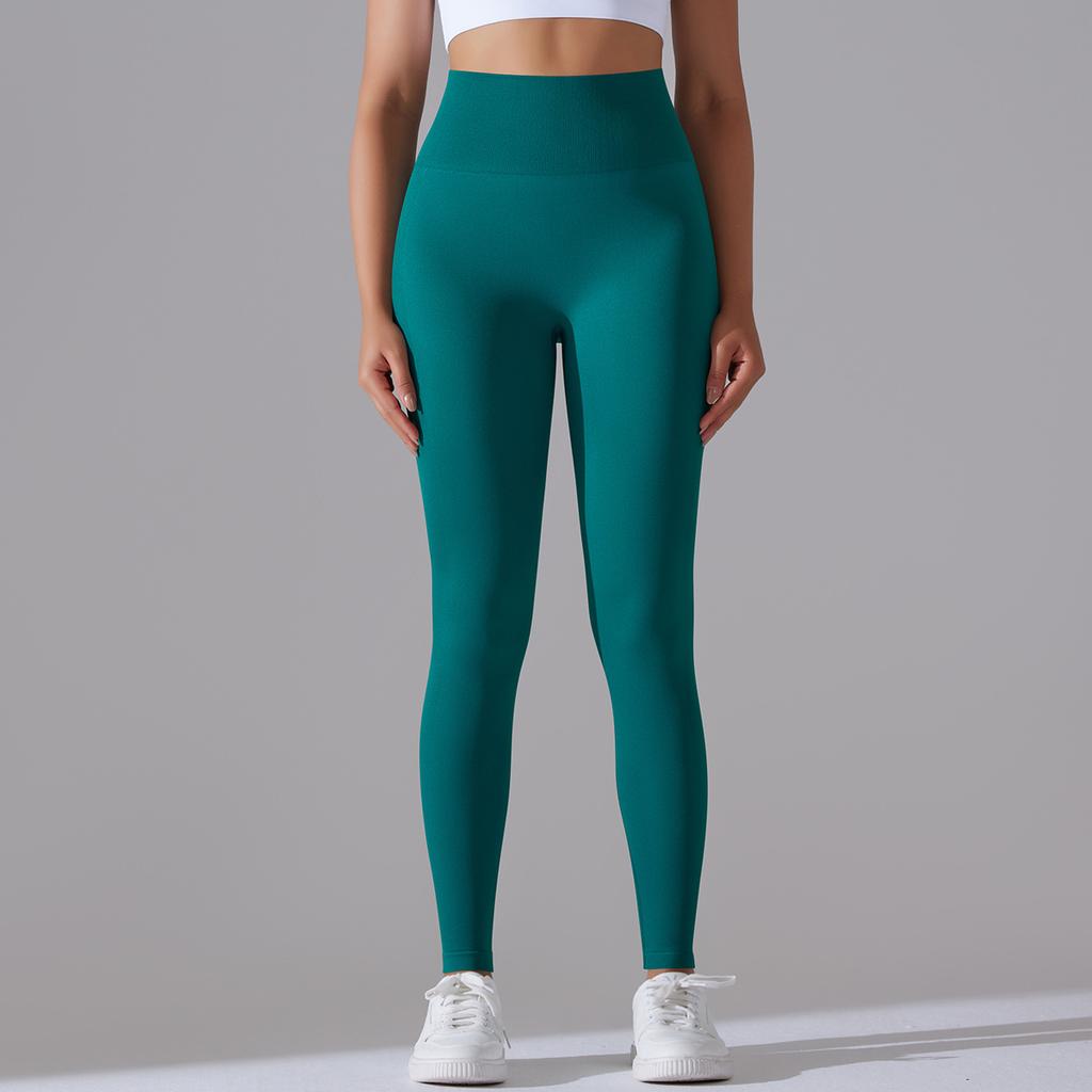 Fashion Casual Comfort Versatile Seamless Knit Solid Color Jacquard Peach Buttocks High Waist Yoga Pants Sports Running Fitness Pants Women