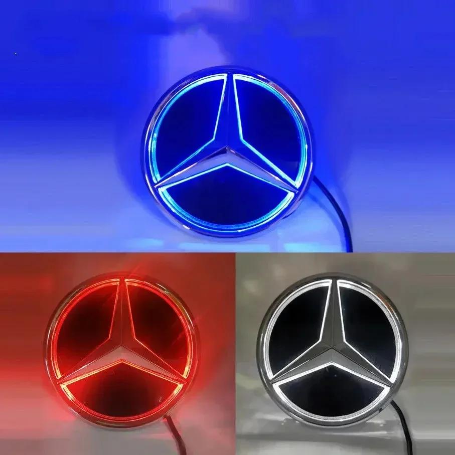 Автомобильная наклейка Benz 2026 Новая Для автомобиля Benz Логотип на передней решетке Светоотражающая поверхность Светодиодный значок Эмблема Светящийся Декоративный свет Для Mercede