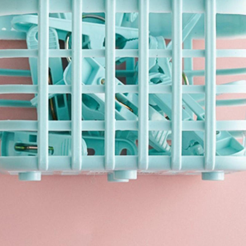 Крепкие ветрозащитные прищепки для сушки одежды для балкона, улицы, для фиксации нижнего белья, носков, шарфов, упаковка 30 шт., многоцелевые прищепки для белья с корзиной, розовые