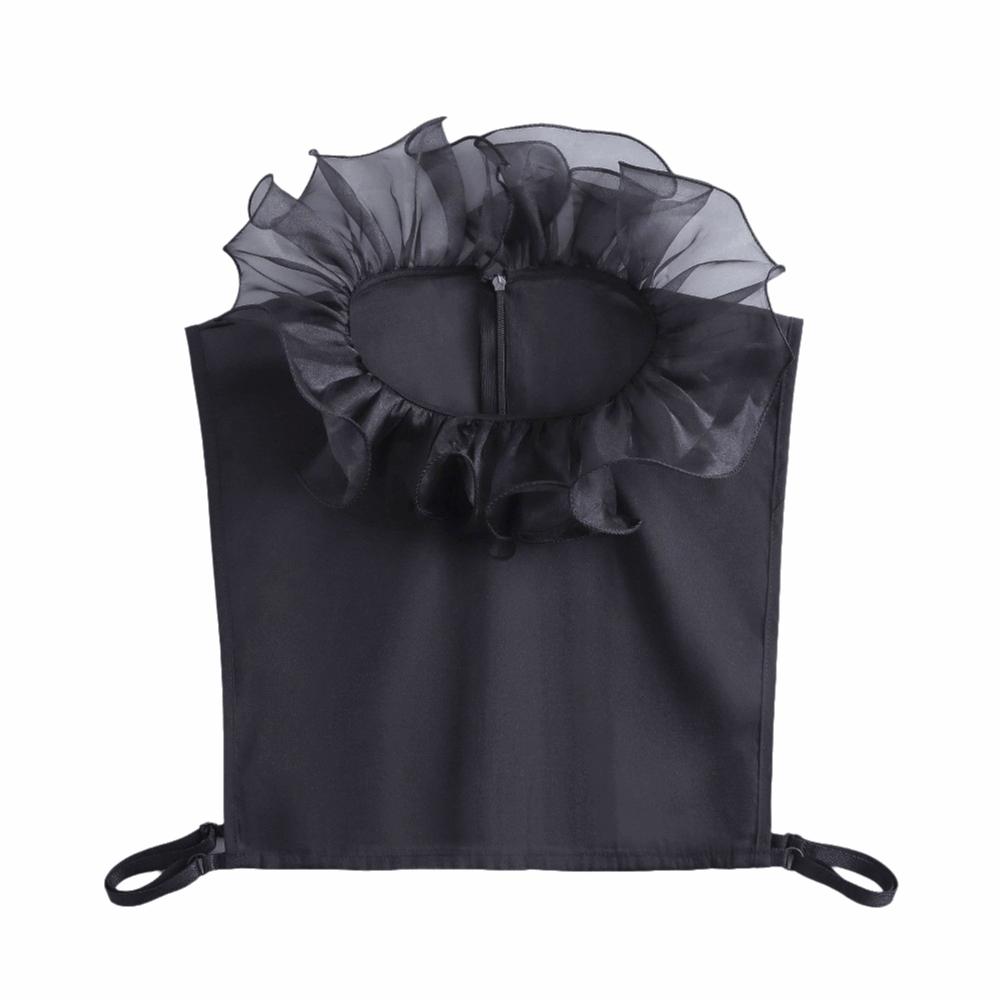 Полиэстер Отделка Ложный Воротник Дизайн с Оборками Дышащий Съемный Воротник Кружевная Отделка Соответствующие Манжеты На Рукава Рубашки с Короткой Длиной