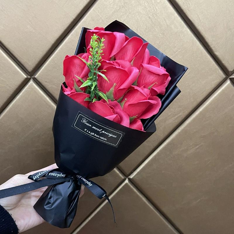 Букет роз из мыльных цветов с 9 головками, искусственный цветок для Рождества, свадьбы, вечеринки по случаю дня рождения, Дня святого Валентина, подарок своими руками, украшение для дома
