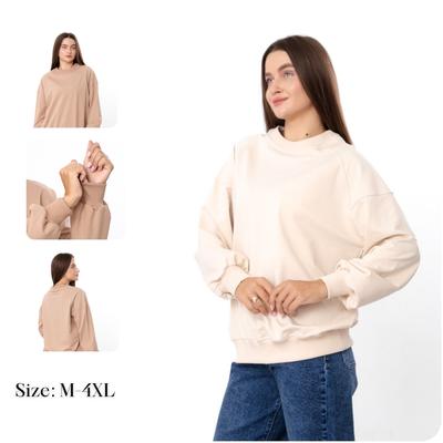 Фуфайка (женщины) – Классический крой, длинный рукав и круглый вырез, любой сезон, 8385-057 HC