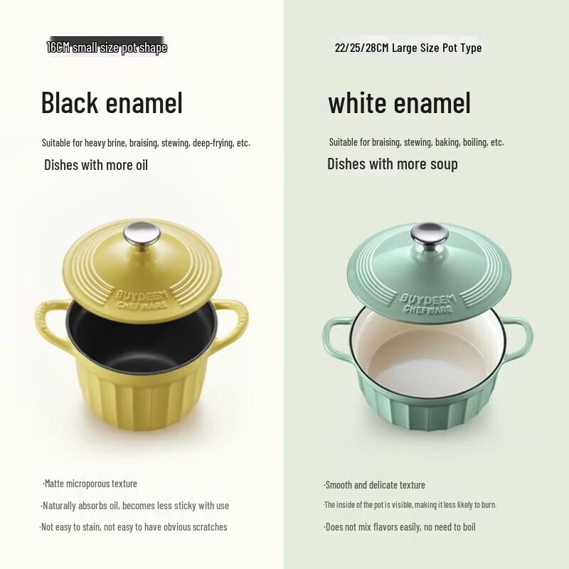 Buydeem 22cm Cast Iron Enamel Stew Pot