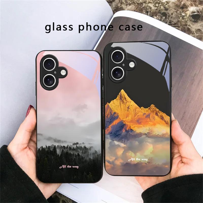 Пышный лес из листьев Для iPhone 17 Air 16 E 15 Plus 14 Pro Max 13 12 mini 11 5 6 7 8 Plus XR XS Max SE Черный стеклянный чехол для телефона