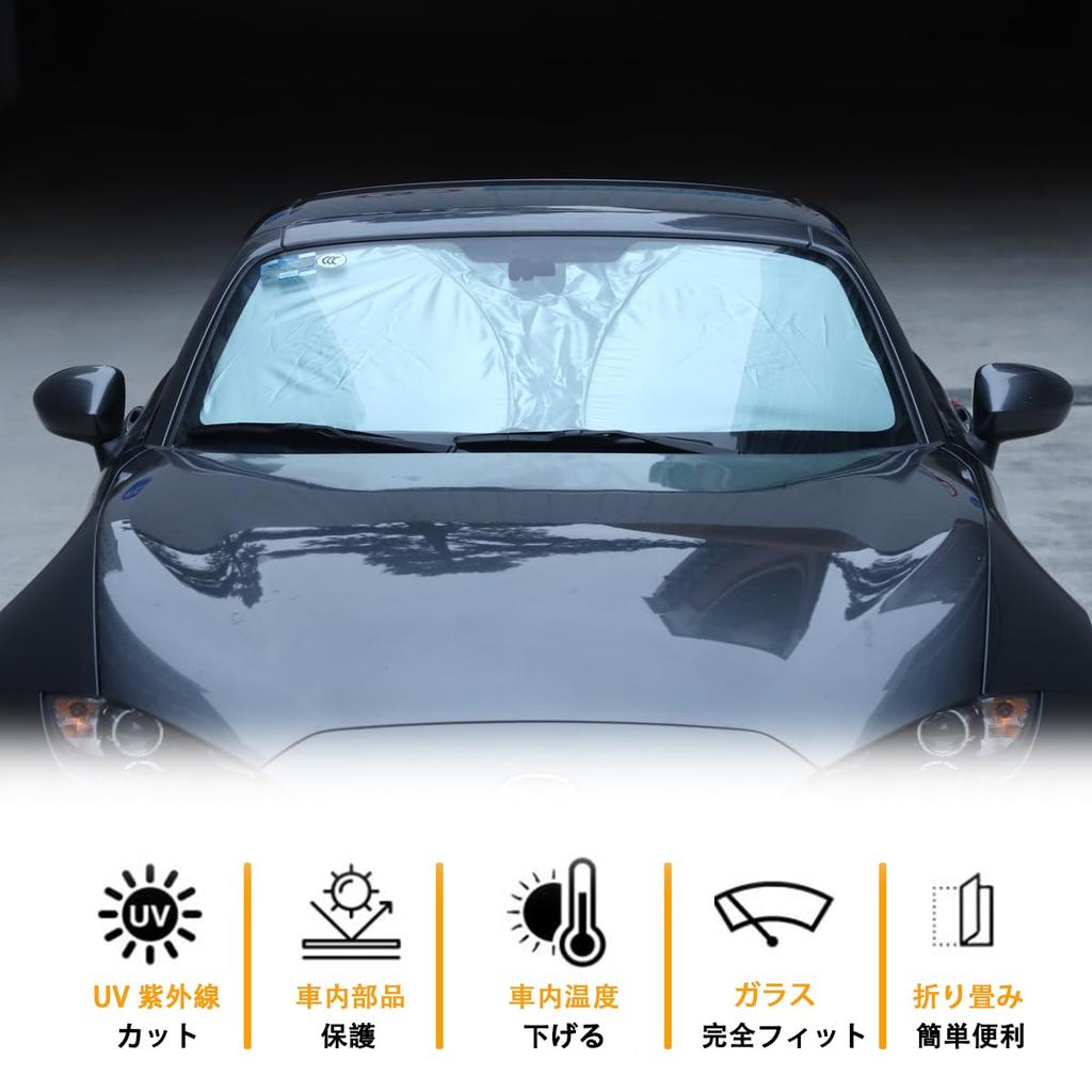 Hcilloend Sunshade for New Mazda Roadster RF ND Series Windshield Blackout Front Car Front UV Sun Includes Storage Easy Car Interior Protection for