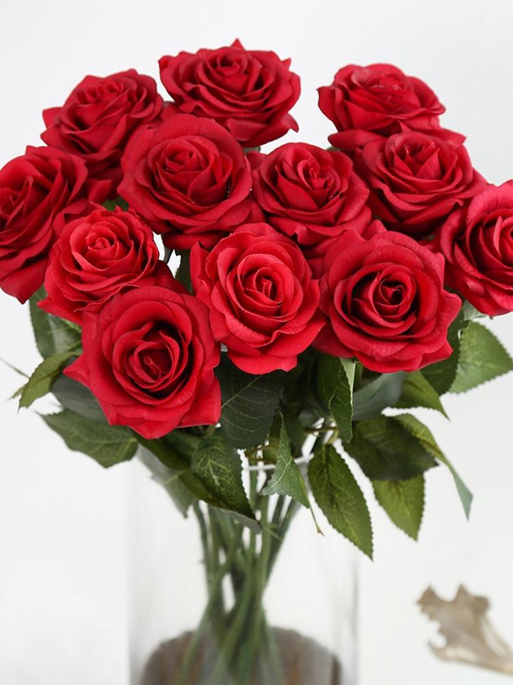 12 шт. искусственных шелковых роз, искусственные цветы, розы, цветы, цветочная композиция, букет для дома, свадьбы, вечеринки, сада, свадебного украшения